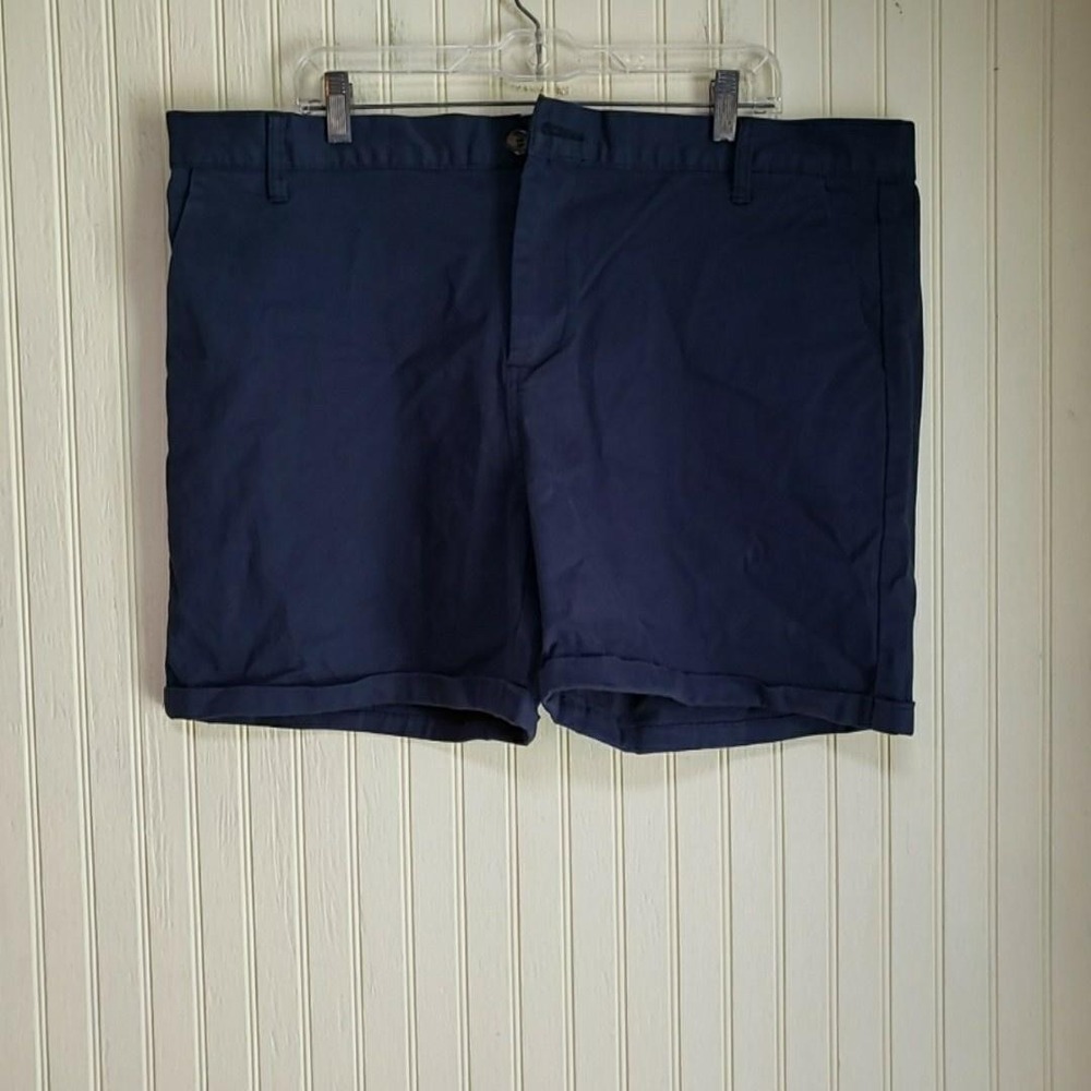 Ouku Shorts Mens 3XL Blue Cotton Stretch Chino Flat Front 8 Inseam Casual Summer